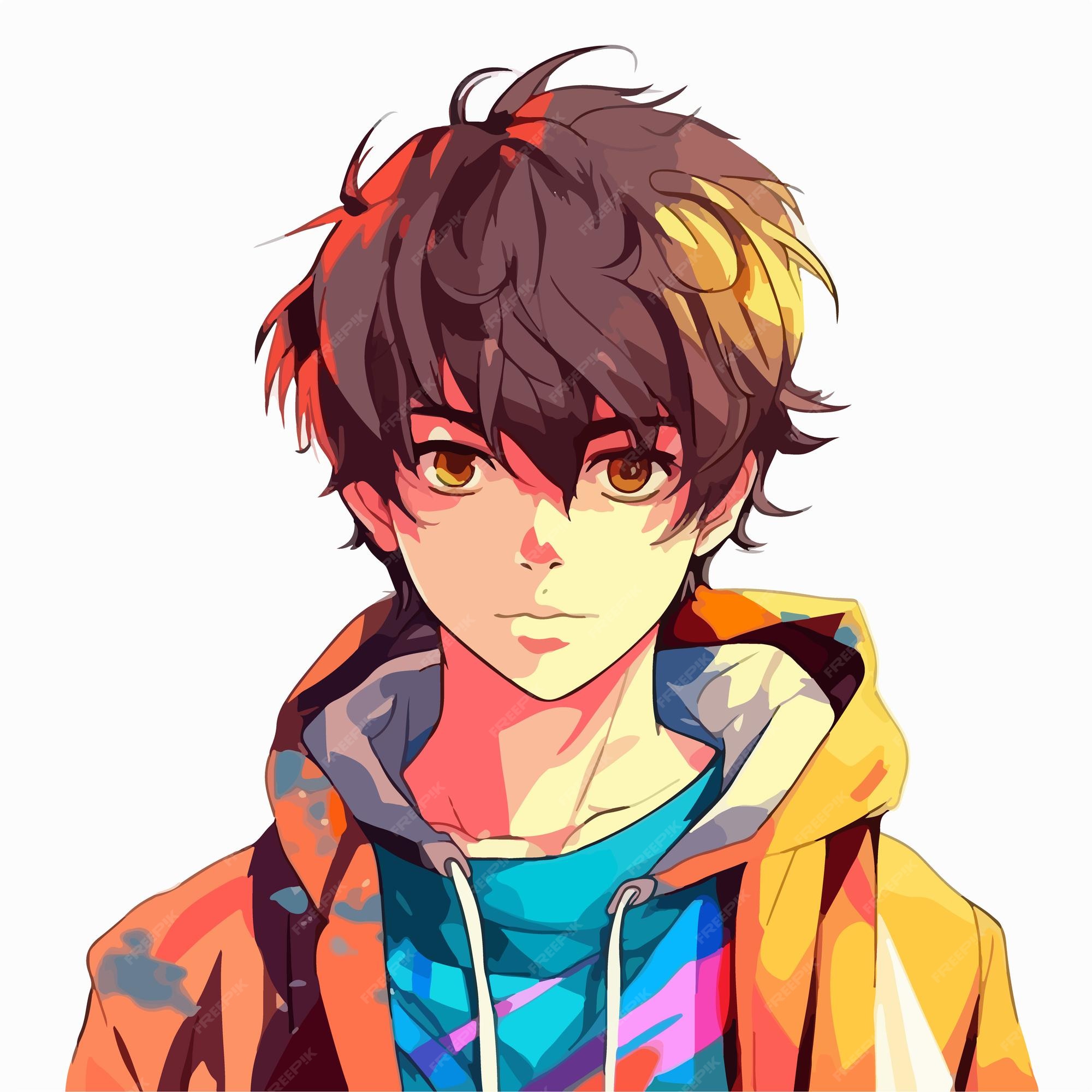 Desenho de ilustração vetorial de personagem de estilo anime jovem