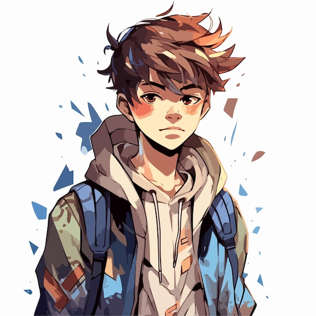 Jovem desenho de ilustração vetorial de personagem de estilo anime manga  anime boy