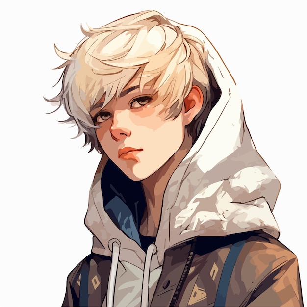 Jovem desenho de ilustração vetorial de personagem de estilo anime manga anime boy