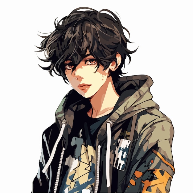 Jovem desenho de ilustração vetorial de personagem de estilo anime manga  anime boy