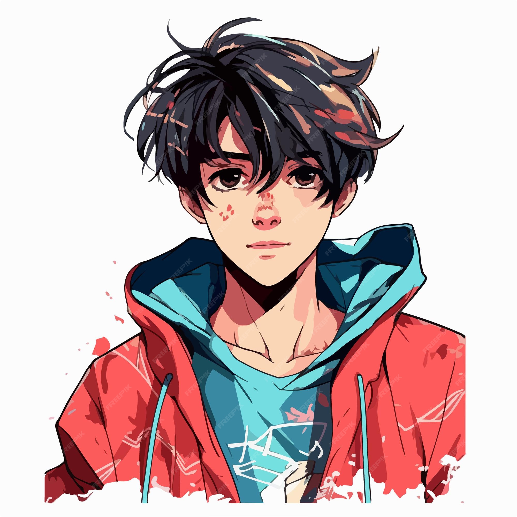 Jovem desenho de ilustração vetorial de personagem de estilo anime manga  anime boy