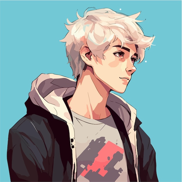 jovem desenho de ilustração vetorial de personagem de estilo anime Manga Anime Boy