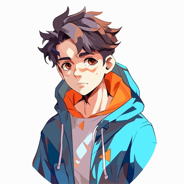 jovem desenho de ilustração vetorial de personagem de estilo anime Manga Anime Boy