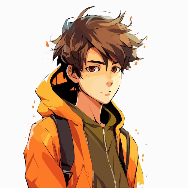 Jovem desenho de ilustração vetorial de personagem de estilo anime manga  anime boy