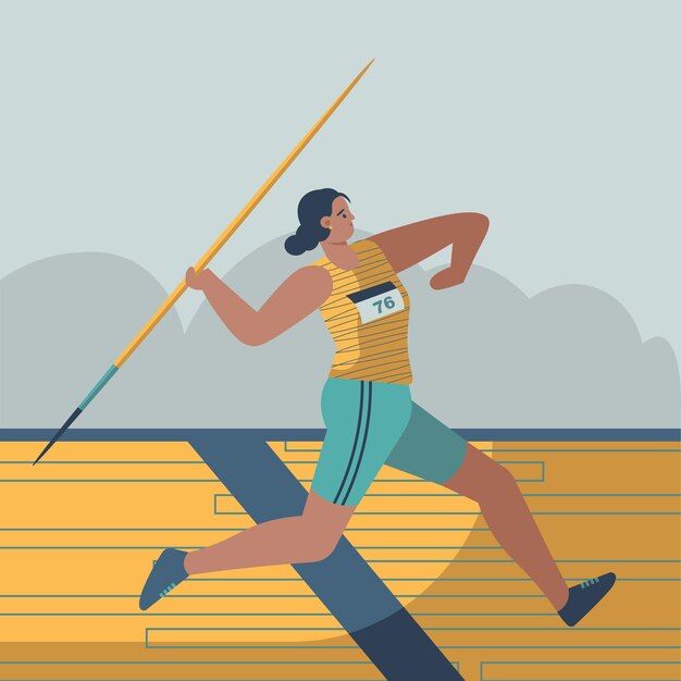 Jovem desportista participa de competição de lançamento de javelin
