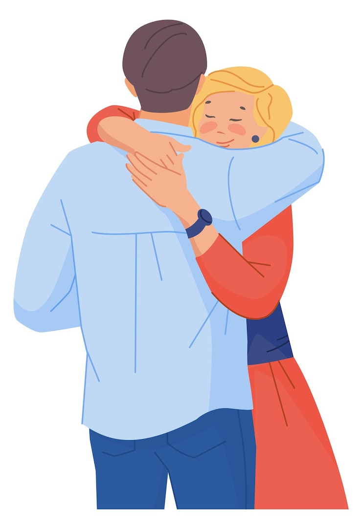 Vetor jovem e mulher se abraçando cuddling people relacionamento amoroso