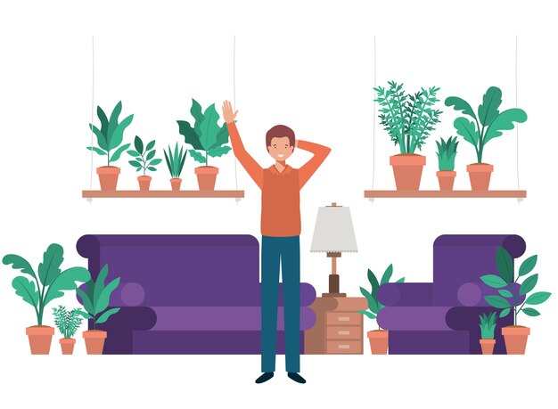 jovem em personagem de avatar de sala de estar