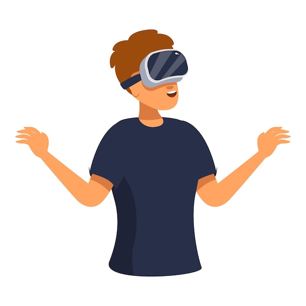 Jovem explorando a realidade virtual usando fones de ouvido VR