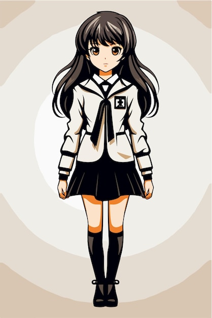 jovem garota estilo anime personagem ilustração vetorial design garota manga anime