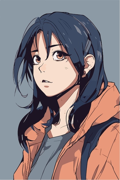 jovem garota estilo anime personagem ilustração vetorial design Manga Anime girl Hair Faces Cartoon
