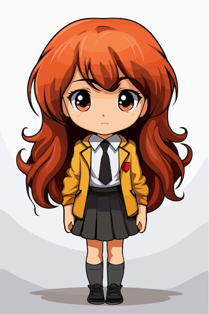 Jovem garota estilo anime personagem vetor ilustração design manga anime garota