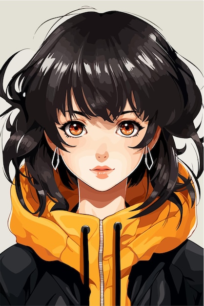 Jovem garota estilo anime personagem vetor ilustração design manga anime garota