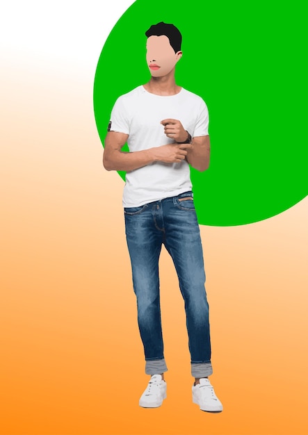 Jovem homem bonito desenhado à mão em 3D Ilustração vetorial