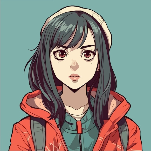 jovem linda garota estilo anime personagem ilustração vetorial design Manga Anime girl Faces Cartoon