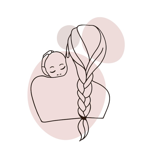 Jovem mãe com um bebê nos braços cores nude