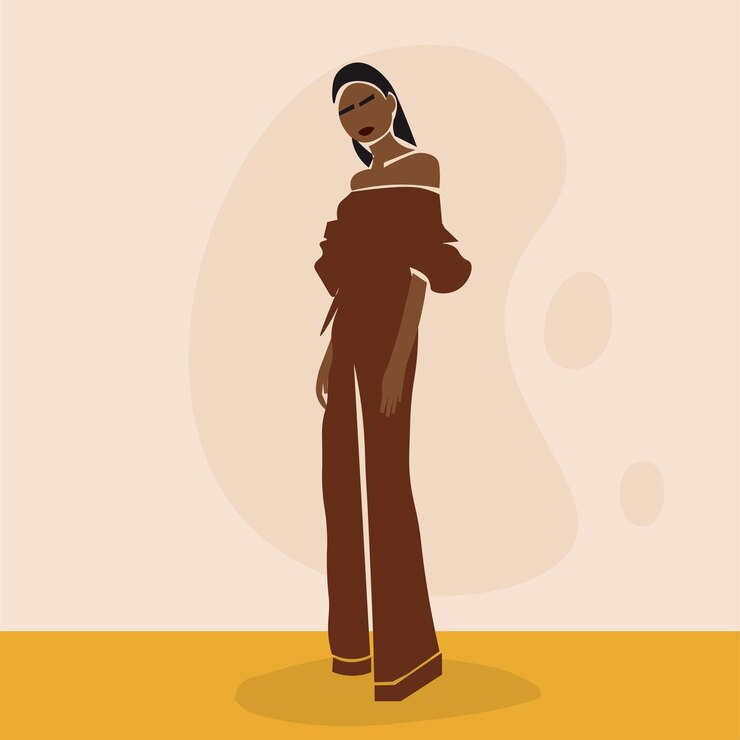 Vetor jovem modelo africano em estilo de arte de linha elegante