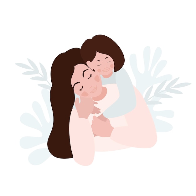 Jovem mulher abraçando sua filha