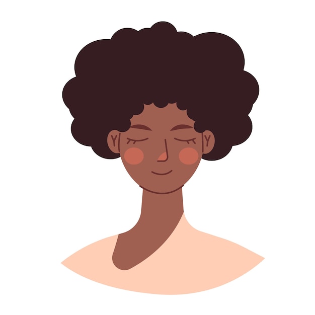 Jovem mulher afro-americana em fundo branco mulher negra ilustração para adesivo
