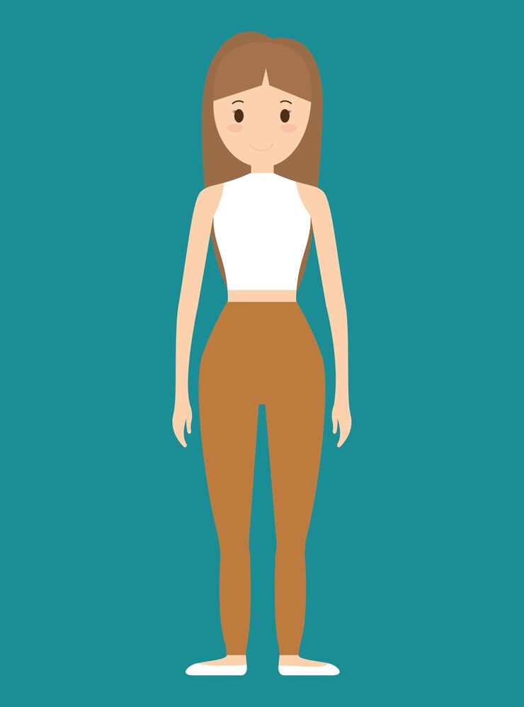 Vetor jovem mulher de corpo inteiro sobre imagem de ícone de fundo colorido