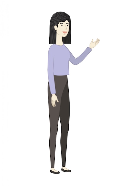 Jovem, mulher, ficar, avatar, personagem