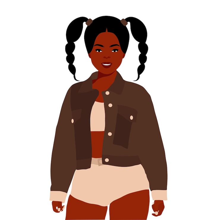 Vetor jovem mulher negra elegante em vetor de estilo elegante