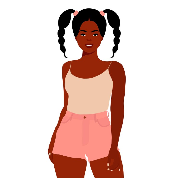 Vetor jovem mulher negra elegante em vetor de estilo elegante