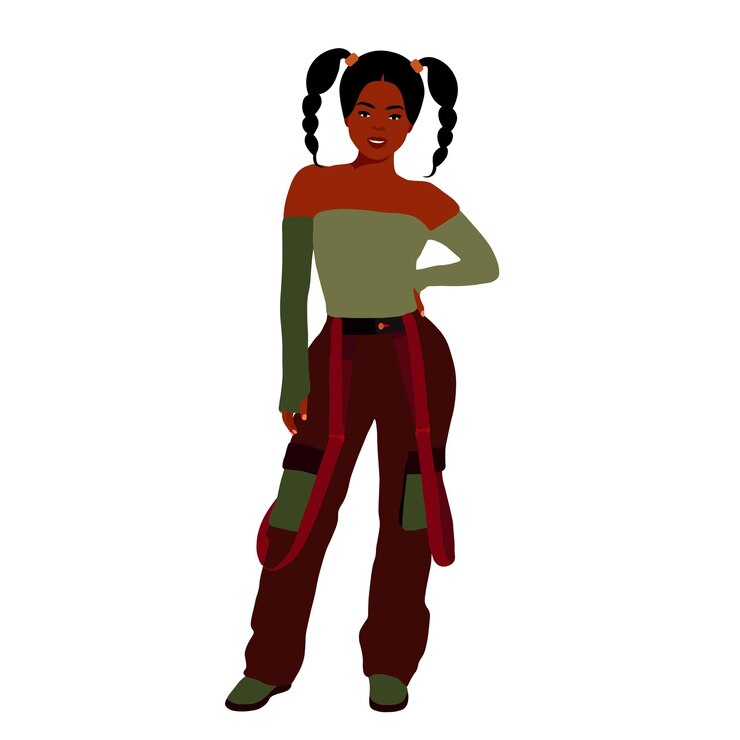 Vetor jovem mulher negra elegante em vetor de estilo elegante