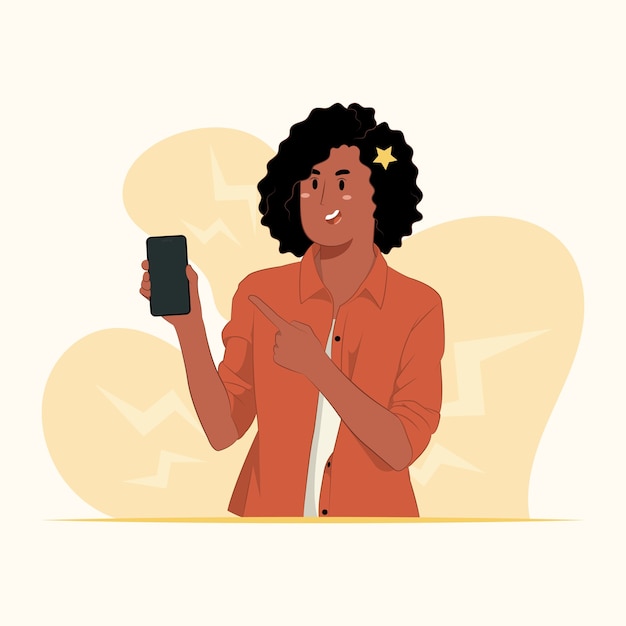 Jovem mulher segurando o conceito de dispositivo móvel