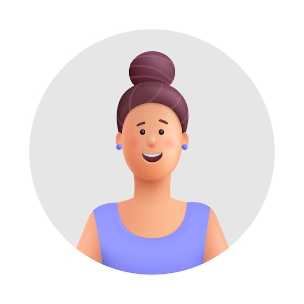 Jovem mulher sorridente ann avatar 3d vector ilustração de personagens de pessoas estilo minimalista dos desenhos animados