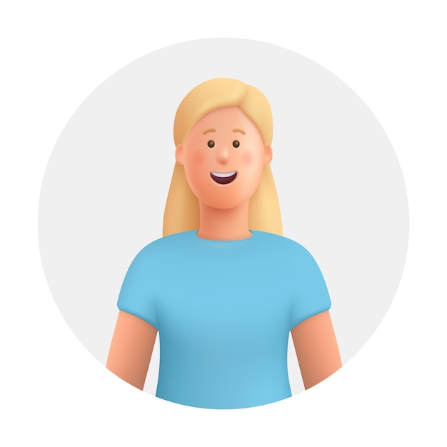 Jovem mulher sorridente em pé segurando e usando computador portátil Conceito de tecnologia informática 3d