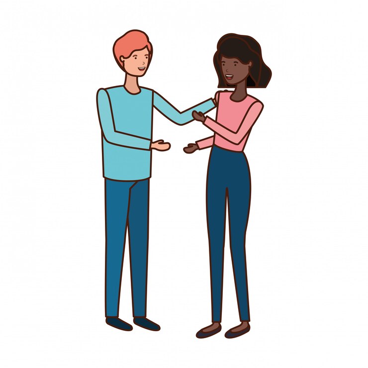 Vetor jovem, par, avatar, personagem