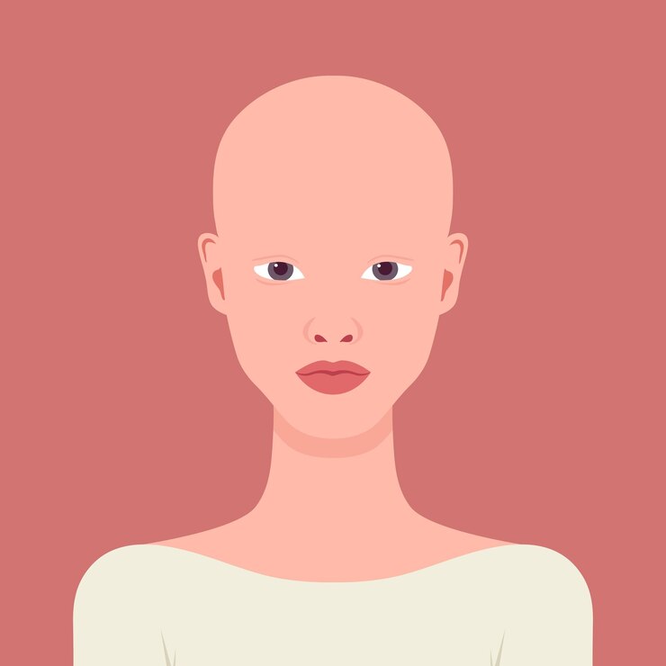 Vetor jovem retrato de mulher careca bonita avatar de garota careca bonito