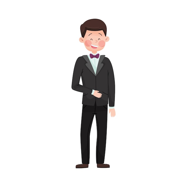 Jovem sorridente vestindo roupa de noite no tapete vermelho Ilustração vetorial do evento