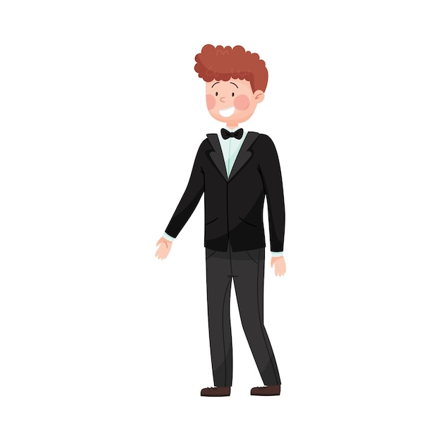 Jovem sorridente vestindo roupa de noite no tapete vermelho Ilustração vetorial do evento