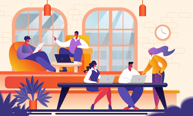 Jovens criativos no moderno escritório de Coworking.