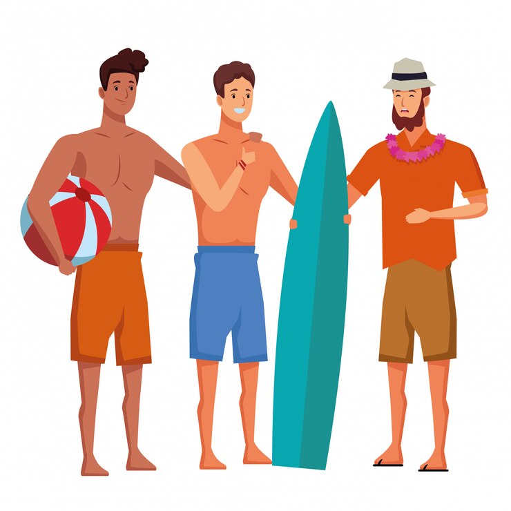 Vetor jovens e cartoons de verão