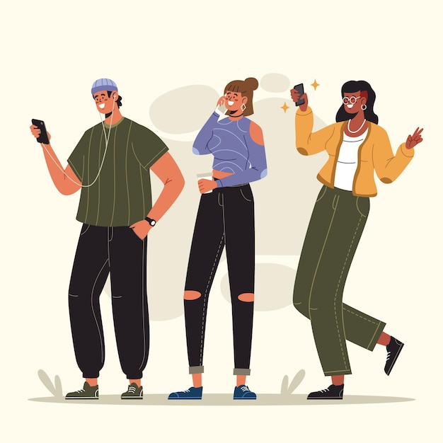 Jovens que usam smartphones
