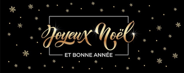 Joyeux noel e Bonee Annee modelo de cartão de Natal feliz com saudações em francês