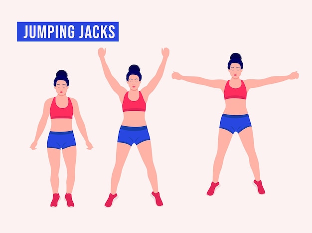 Jumping jacks exercício mulher malhação aeróbica e exercícios