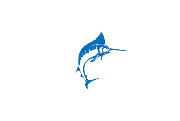 Vetor jumping marlin espada peixe para angler fishing sport club logo design vector
