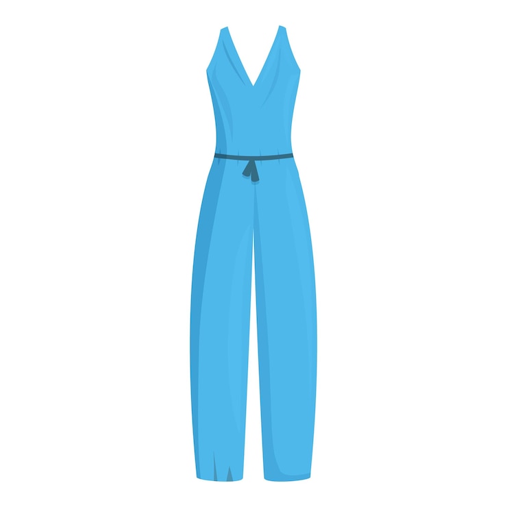 Vetor jumpsuit azul pendurado com cinto mostrando design de moda