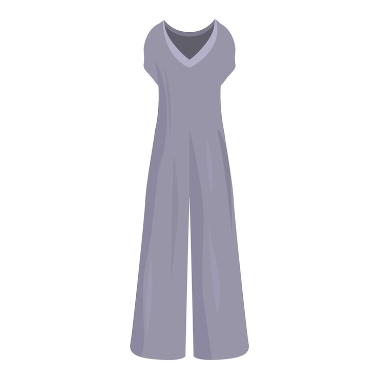 Vetor jumpsuit cinza com calças largas com pescoço em v