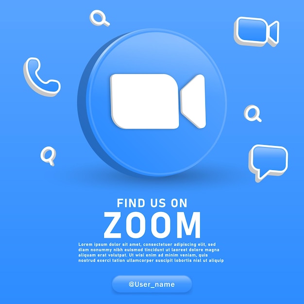 Junte-se a nós na reunião de zoom logotipo 3d ícones de notificação de fundo de mídia social ícone de mensagem de chamada de vídeo