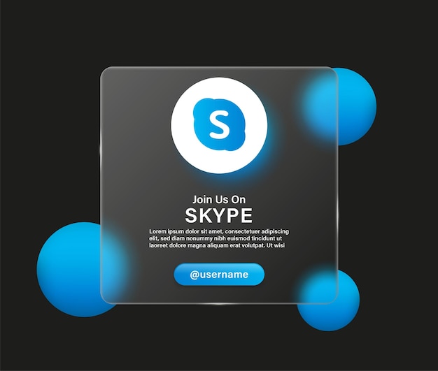 Vetor junte-se a nós no ícone do logotipo do skype em logotipos de ícones de mídia social de fundo transparente de morfismo de vidro