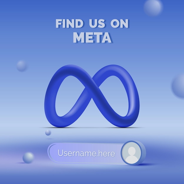Junte-se a nós no Meta com logotipo 3D e caixa de nome de usuário novo logotipo do Facebook Instagram Premium Vector