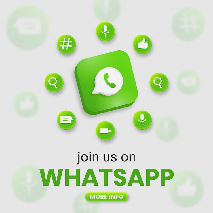 Vetor junte-se a nós no whatsapp logotipo do whatsapp 3d com ícone de mídia social banner quadrado do whatsapp para instagram