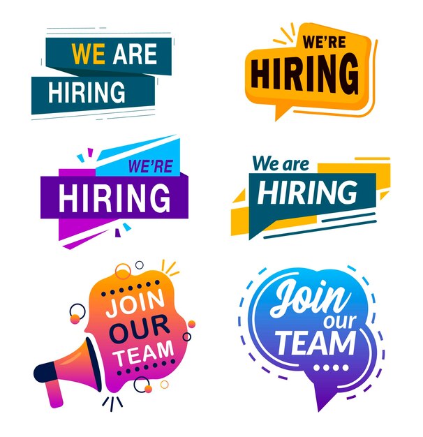 Junte-se à nossa equipe de banners. Estamos contratando um cartaz de comunicação. Estamos recrutando para se juntar à nossa equipe.