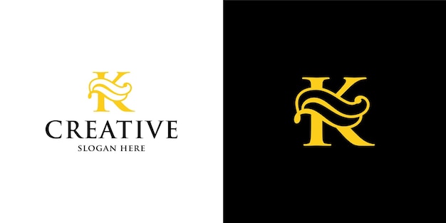 K design de logotipo de convite de casamento