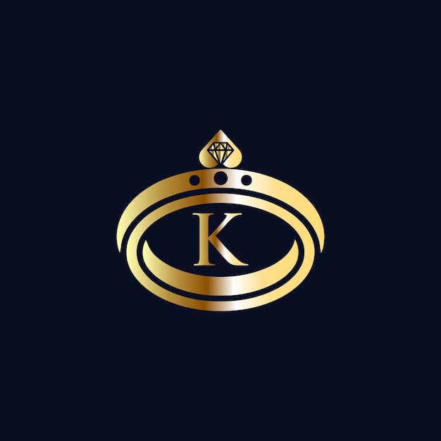 K logotipo inicial casamento, modelo de vetor de logotipo de joias