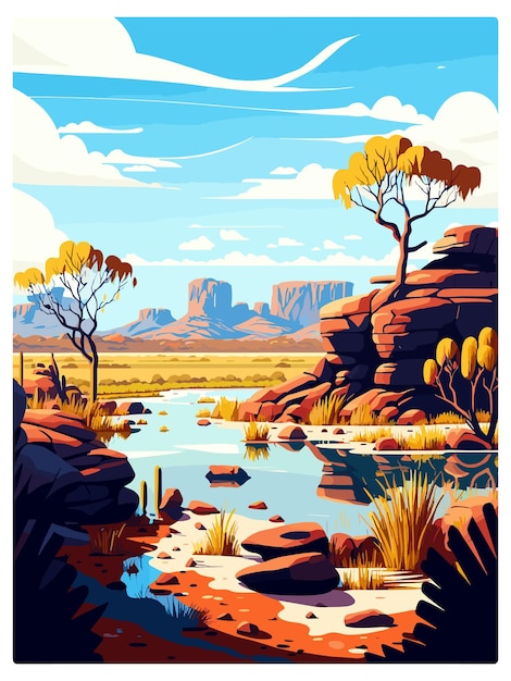 Vetor kakadu austrália poster de viagem vintage souvenir cartão postal retrato pintura ilustração wpa